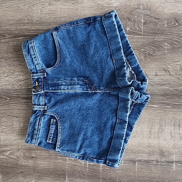 American Apparel High Waist Cuffed Denim Shorts Size 25 - Picture 4 of 11